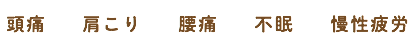 頭痛 肩こり 腰痛 不眠 慢性疲労